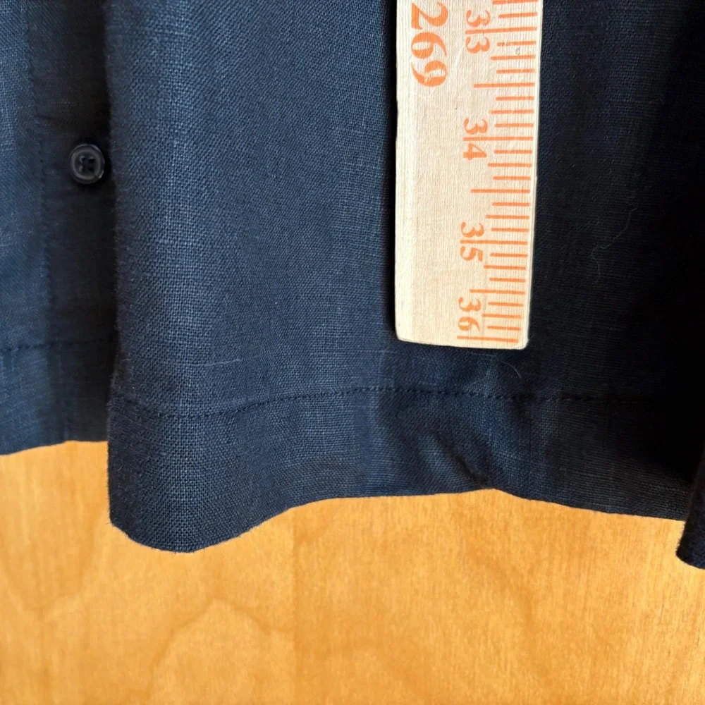 Garnet Hill Shirt Dress 8 Black 100% European Linen Sleeveless Button Down - Picture 7 of 7